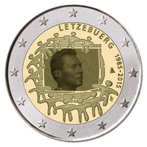 Moneda 2 euros de Luxemburgo 2015 Tema común Bandera Europea