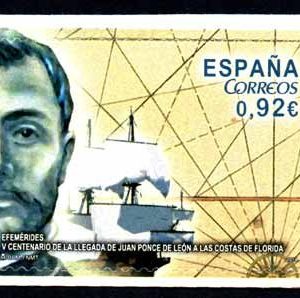 4848. Sello Centenario llegada de Ponce de León a Florida