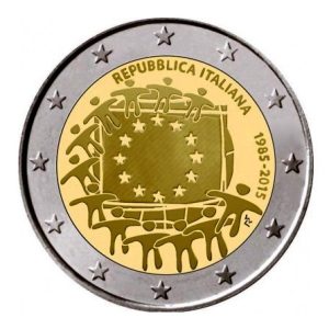 Moneda 2 euros de Italia 2015 Tema común Bandera Europea