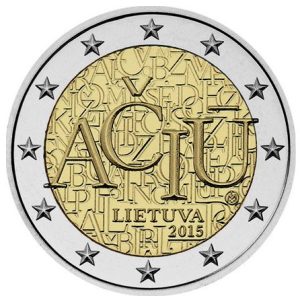 Moneda 2 euros de Lituania 2015 Idioma Lituano