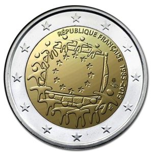 Moneda 2 euros de Francia 2015 Tema común Bandera Europea