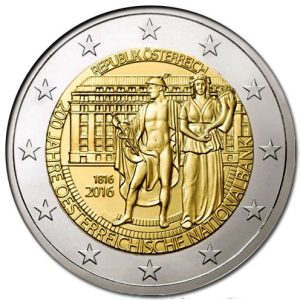 Moneda 2 euros de Austria 2016 200 Aniversario Banco Nacional