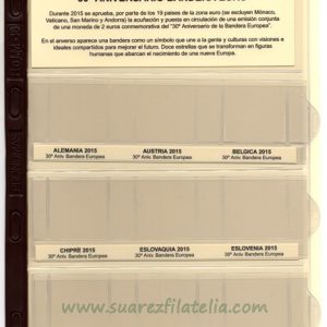 Juego Hojas para las Monedas de 2 Euros 2015 . TEMA COMÚN