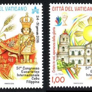 Serie sellos Vaticano 1716-17. 51 Congreso Eucarístico Internac