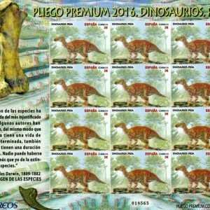 PLIEGO PREMIUM 036 DINOSAURIOS. SELLO 3D 2016