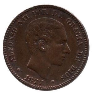 Moneda Alfonso XII 0,10 céntimos 1877 .EBC- (BARNA)OM