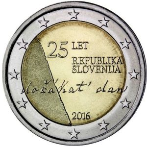 Moneda 2 euros de Eslovenia 2016 25 Aniversario Independencia