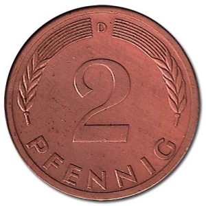 Moneda Alemania 00002 pfennig. 1961 (F). MBC