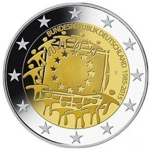 Moneda 2 euros Alemania 2015 Tema común Bandera Juego 5 cecas