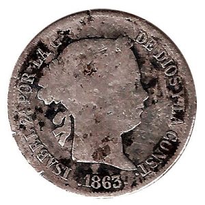 Moneda España Isabel II 4 Reales Madrid 1863 RC