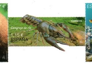 5072-74. Sellos Fauna. Visón, cangrejo y caballito