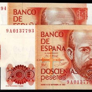 Billete Juan Carlos I 00200 pesetas Madrid 1980 9A Pareja SC