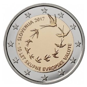Moneda 2 euros de Eslovenia 2017 10 Aniversario del Euro esloveno