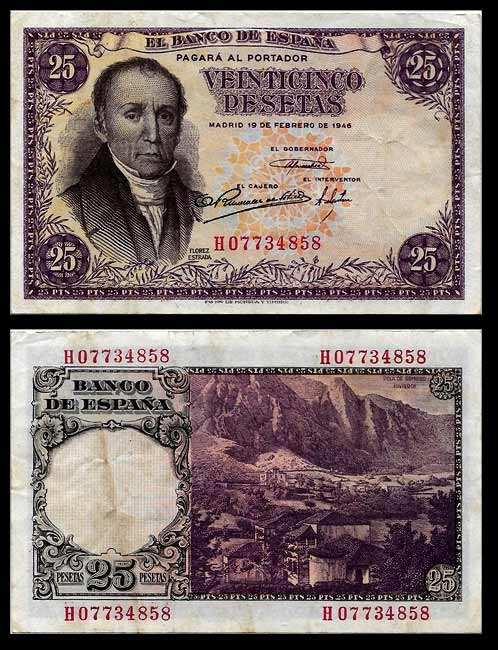 Billete Estado Español 0025 pesetas Madrid 1946 MBC
