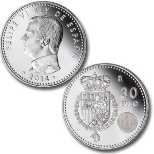 Año 2014. Moneda 30€ Felipe VI – Escudo de España
