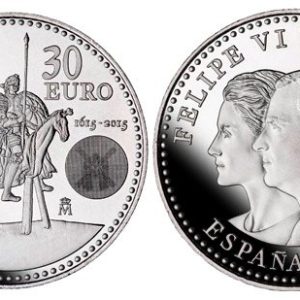 Año 2015. Moneda 30€ Felipe VI – El Quijote
