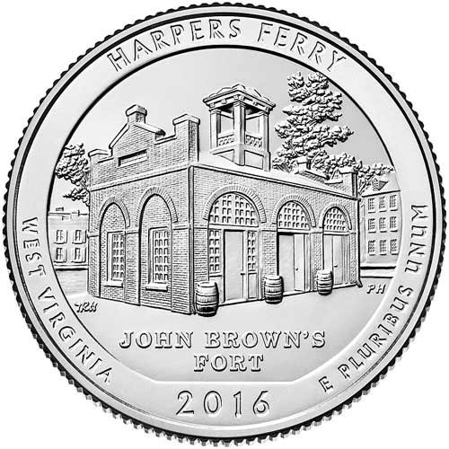 Moneda de EE.UU. 01/4 dolar 2016 HARPERS FERRY D MBC+