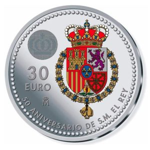 Año 2018. Moneda 30€ Felipe VI – 50 Aniversario