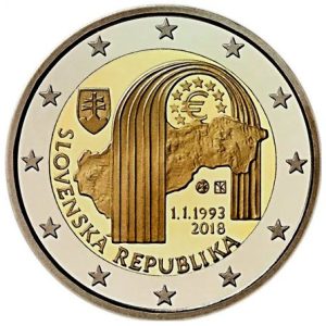 Moneda 2 euros de Eslovaquia 2018 25 Aniversario Republica Eslovaca