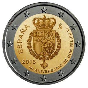 Moneda 2 euros de España 2018 50 Aniversario del Rey Felipe VI