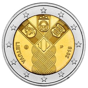 Moneda 2 euros de Lituania 2018 Fundación de los Estados Bálticos