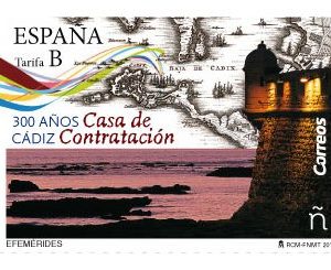 5202. Sello Casa Contratación Cádiz. Efemérides