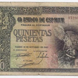 Billete Estado Español 0500 pesetas Madrid 1940 (21 Oct) BC