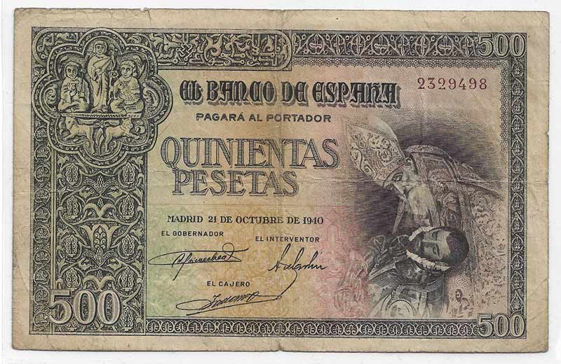 Billete Estado Español 0500 pesetas Madrid 1940 (21 Oct) BC