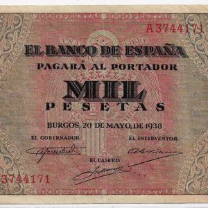 Billete Estado Español 1000 pesetas Burgos 1938 mayo MBC+
