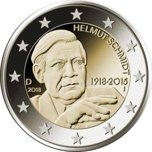 Moneda 2 euros Alemania 2018 Helmut Schmidt 1 Ceca