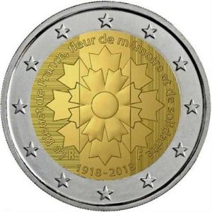Moneda 2 euros de Francia 2018 Flor del Aciano de la Guerra