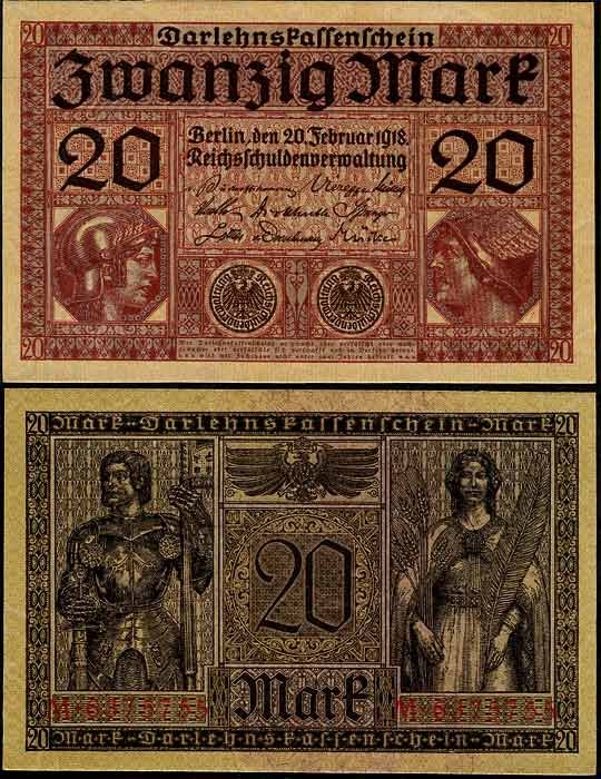 Billete Alemania IMPERIO 00020 Marcos S/C. 1918 P57