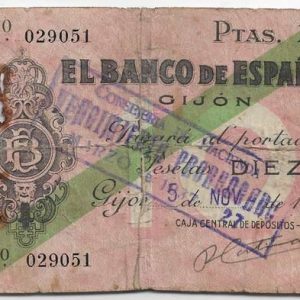 Billete Banco de España – Gijón 010 pesetas 1936 RC