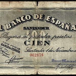 Billete Banco de España – Santander 100 pesetas 1936 BC