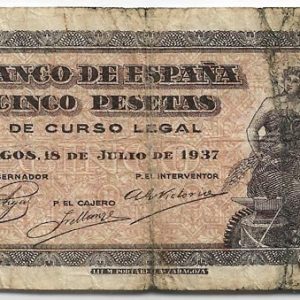 Billete Estado Español 0005 pesetas Burgos 1937 BC