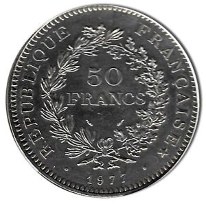 Moneda 050 Francos Francia 1977 SC. Ag. 0,900