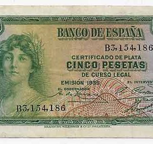 Billete Banco de España – Madrid 0005 pesetas 1935 MBC