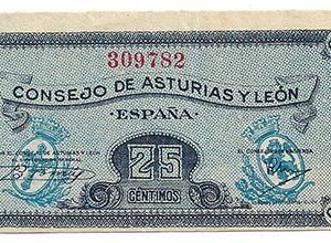 Billete Consejo Asturias y León 0,25 Cent 1936.MBC Descentrado