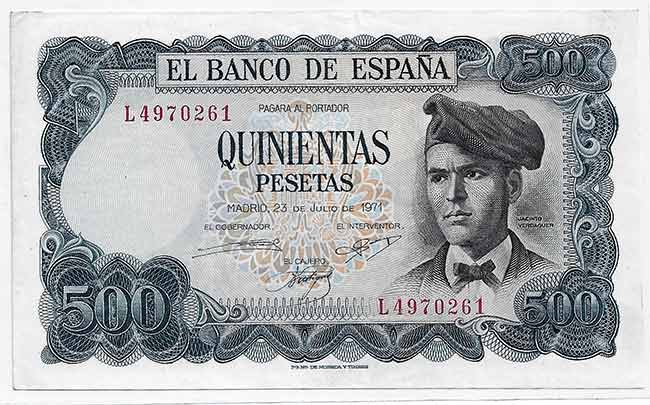 Billete Estado Español 0500 pesetas Madrid 1971 SC