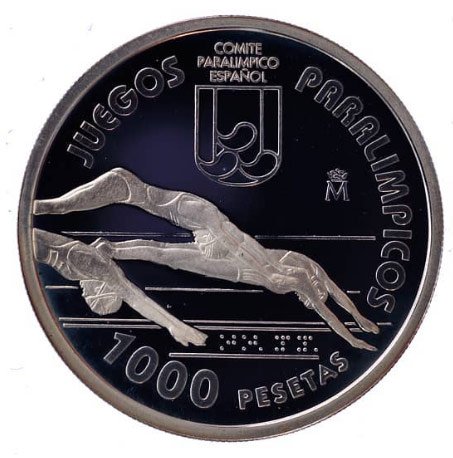 Año 1996. MONEDA PLATA 1000 ptas PROOF. Paralímpicos. Capsula
