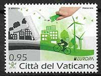 Serie sellos Vaticano 1722. Europa en verde