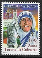 Serie sellos Vaticano 1729. Canonización de Teresa de Calcuta