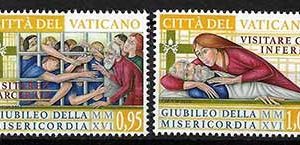 Serie sellos Vaticano 1733-34. Jubileo de la Misericordia