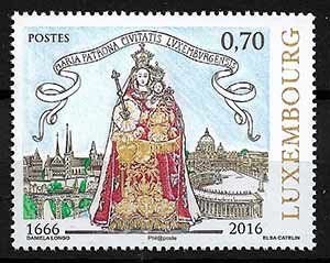 Serie sellos Vaticano 1731. Aniv. Patrona Luxemburgo. Emision Lu