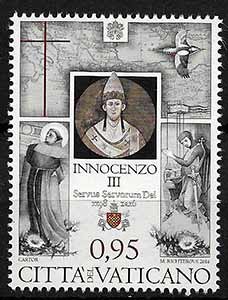 Serie sellos Vaticano 1730. Centenario Inocencio III