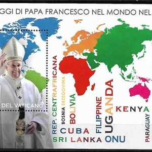 Serie sellos Vaticano 1735. Viajes del Papa HB