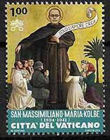 Serie sellos Vaticano 1732. Aniversario M. Kolbe