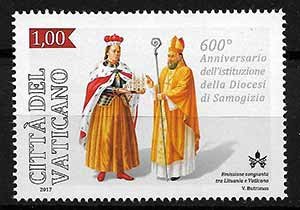 Serie sellos Vaticano 1748. Diócesis de Samogitia