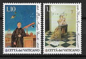 Serie sellos Vaticano 1790-91. M. Agnesi y A. Secchi