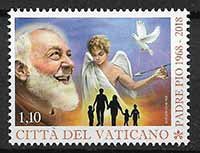 Serie sellos Vaticano 1795. Aniv. Padre Pío